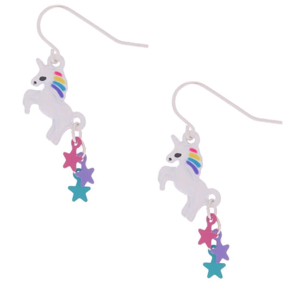 NWT Claire’s NWT girls 1” Starry Unicorn Drop Style Earrings